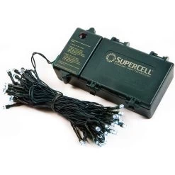 50 Battery Operated Cool White Wide Angle LED Christmas Lights - 18.33 Ft Green Wire