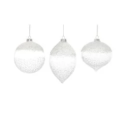Set Of 6 Silver Colored Glittery Finish Christmas Ornaments 7"