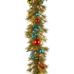 9' X 14" Pre-Lit Decorative Collection Retro Artificial Christmas Garland – Warm White LED Lights