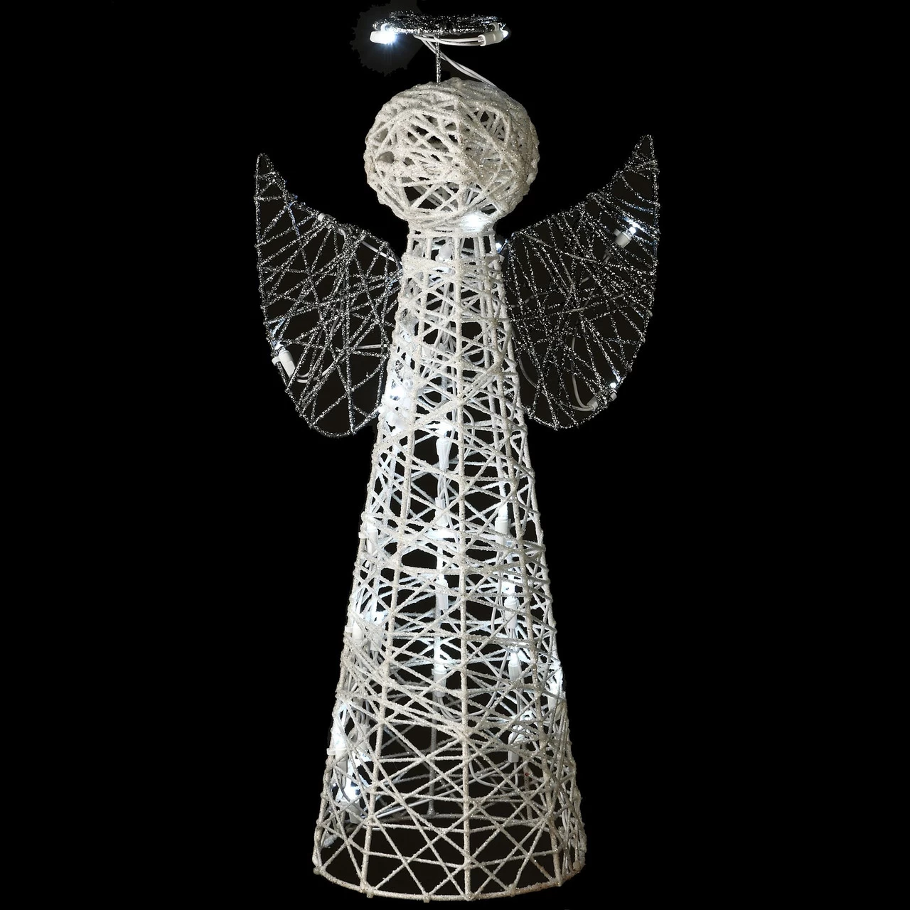 24" Pre-Lit White And Silver Angel Cone Christmas Tree 4 24" Pre-Lit White And Silver Angel Cone Christmas Tree - Image 2