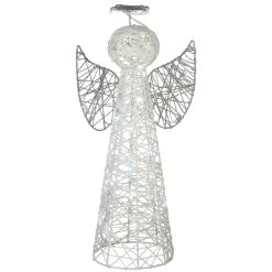 24" Pre-Lit White And Silver Angel Cone Christmas Tree