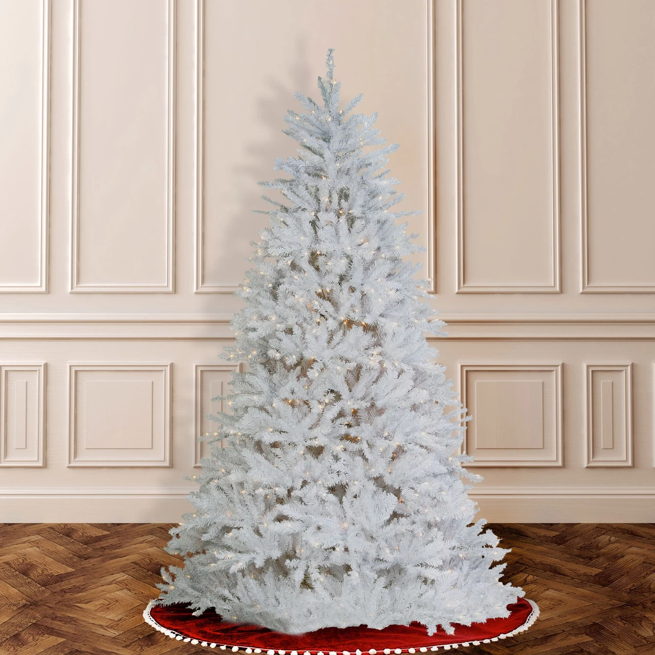 6.5' Pre-Lit White Dunhill Fir Artificial Christmas Tree, Clear Lights 4 6.5' Pre-Lit White Dunhill Fir Artificial Christmas Tree, Clear Lights - Image 2