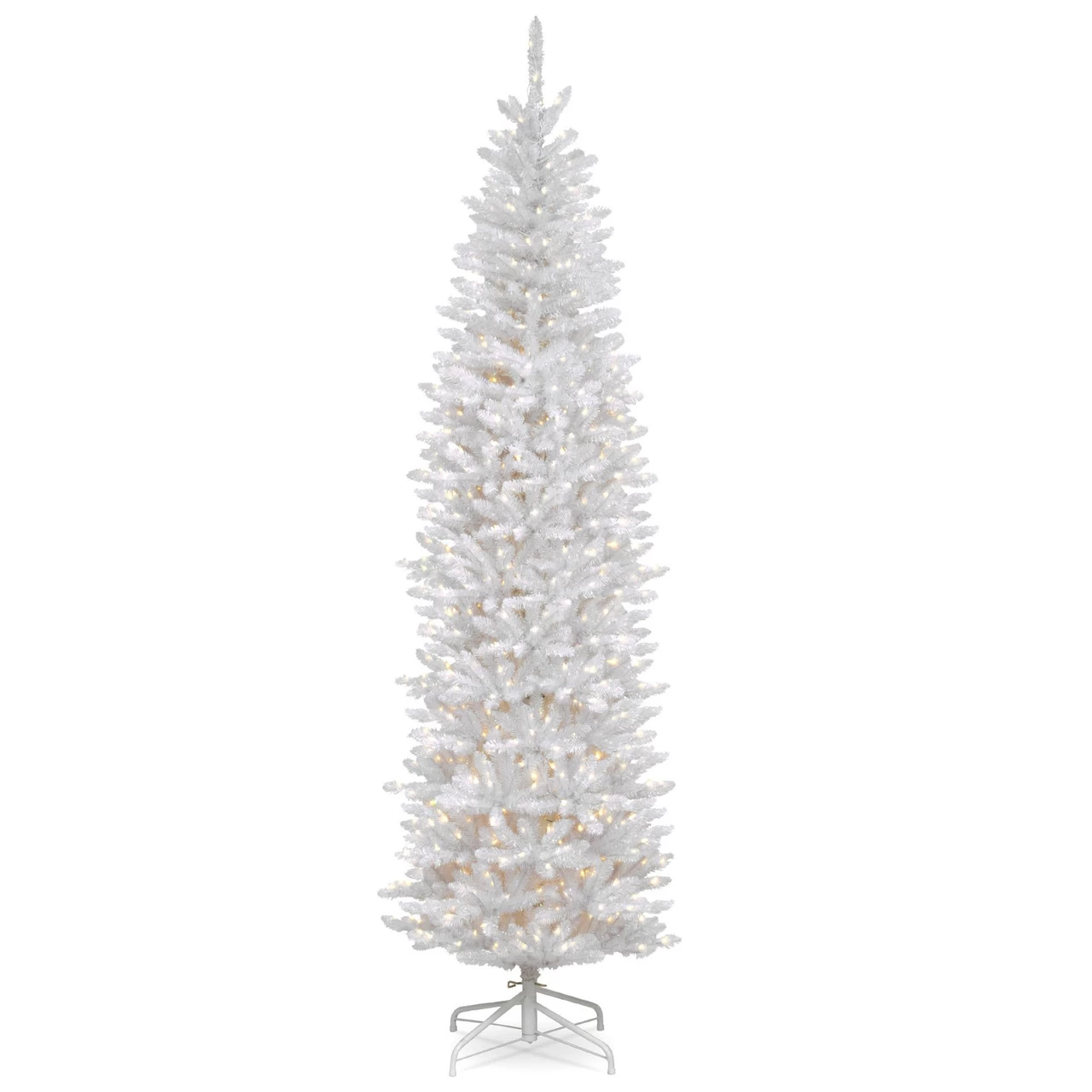 7.5’ Pre-Lit Kingswood White Fir Pencil Artificial Christmas Tree - Clear Lights 3 7.5’ Pre-Lit Kingswood White Fir Pencil Artificial Christmas Tree - Clear Lights