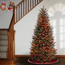 6.5’ Pre-Lit Natural Fraser Slim Fir Artificial Christmas Tree - Multi-Color Lights -Christmas Decoration Store dnat naffslh1 65rlo 3 06418.1667574620