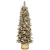 6' Pre-Lit Slim Frosted Colonial Artificial Half Wall Christmas Tree - Clear Lights