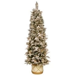 6' Pre-Lit Slim Frosted Colonial Artificial Half Wall Christmas Tree - Clear Lights