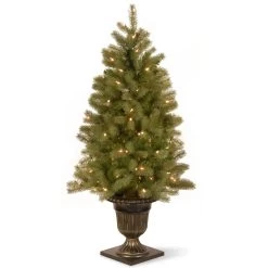 4' Pre-lit Potted Downswept Fir Artificial Christmas Tree – Clear Lights