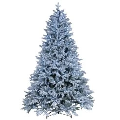 7.5' Pre-Lit Snowy Hamilton Spruce Artificial Christmas Tree, Cool White LED Lights