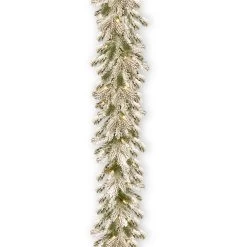 9' X 12" Pre-Lit Snowy Sheffield Spruce Artificial Christmas Garland - Clear Lights