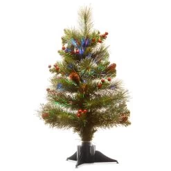 20" Pre-Lit Crestwood Spruce Battery Operated Full Artificial Christmas Tree – Multicolor LED Lights