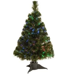 24" Pre-Lit Ice Artificial Fiber Optic Christmas Tree – Multicolor LED Lights