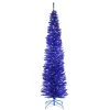 7' Pre-Lit Pencil Blue Tinsel Artificial Christmas Tree - Clear Lights