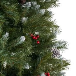 7.5' Pre-Lit Medium Mixed Spruce Artificial Christmas Tree With Frosted Branches - Clear Lights -Christmas Decoration Store dnhhf 307360 5 02207.1667662860