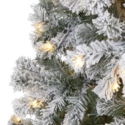 8’ Pre-Lit Flocked Fir Artificial Christmas Tree, Clear LED Lights -Christmas Decoration Store dnnl20t1742 3 77859.1677754355