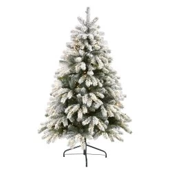5’ Pre-Lit Flocked South Carolina Artificial Christmas Tree, Clear LED Lights