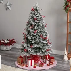 6’ Pre-Lit Flocked Artificial Christmas Tree, Warm Clear LED Lights -Christmas Decoration Store dnnl20t3033 3 35531.1680542290