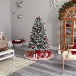 6’ Pre-Lit Flocked Artificial Christmas Tree, Warm Clear LED Lights -Christmas Decoration Store dnnl20t3033 5 73864.1680542291