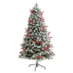 6’ Pre-Lit Flocked Artificial Christmas Tree, Warm Clear LED Lights -Christmas Decoration Store dnnl20t3033 6 77499.1680542291