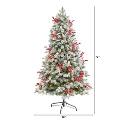 6’ Pre-Lit Flocked Artificial Christmas Tree, Warm Clear LED Lights -Christmas Decoration Store dnnl20t3033 7 33401.1680542292
