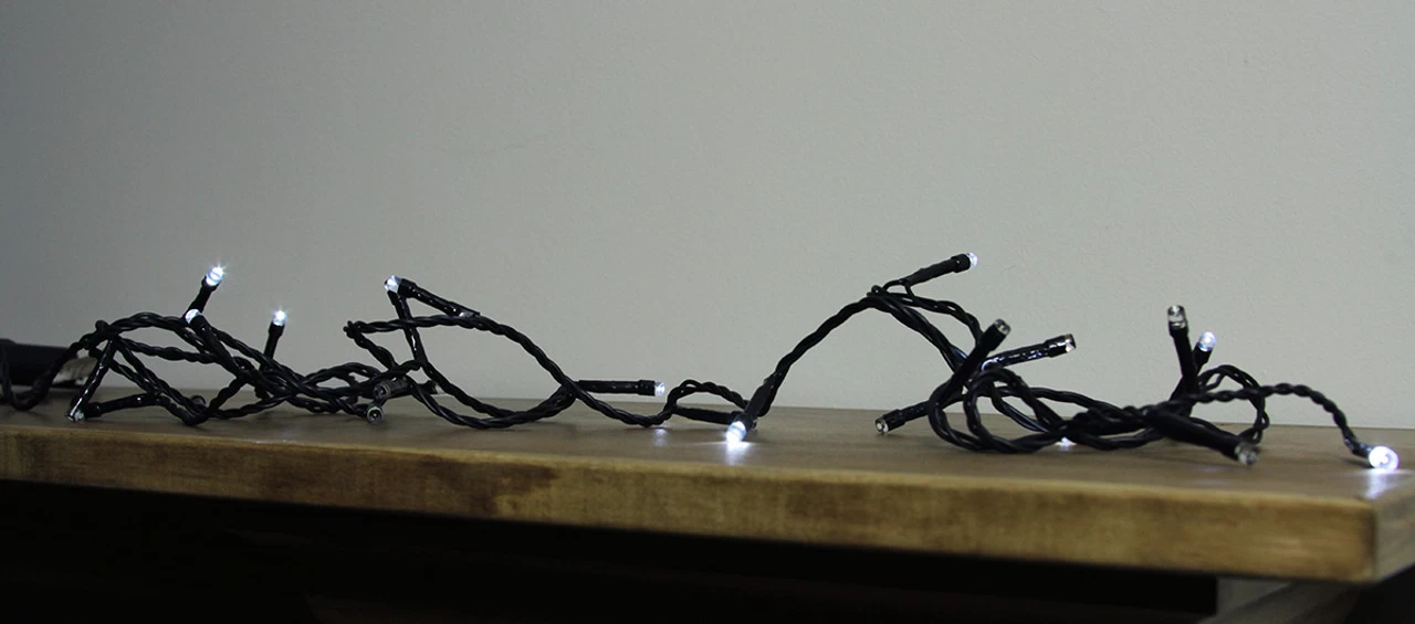 192 Battery Operated White LED 8-Function Christmas Lights - 47.75 Ft Black Wire 4 192 Battery Operated White LED 8-Function Christmas Lights - 47.75 Ft Black Wire - Image 2