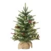2' Pre-Lit Pine Cone And Berries Table Top Artificial Christmas Tree, Warm White Lights