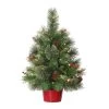 2' Pre-Lit Potted Table Top Artificial Christmas Tree In Red Base, Warm White Lights -Christmas Decoration Store dpul 1829 st20lw035 bo 1 41704.1667544777
