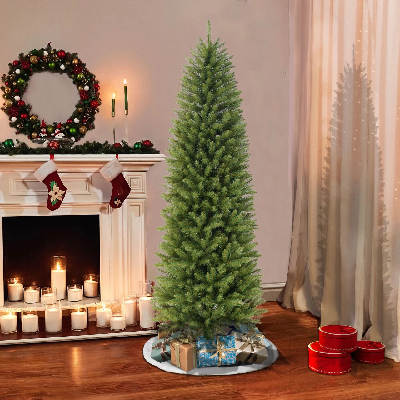 6' Pencil Fraser Fir Artificial Christmas Tree With Stand, Unlit 4 6' Pencil Fraser Fir Artificial Christmas Tree With Stand, Unlit - Image 2