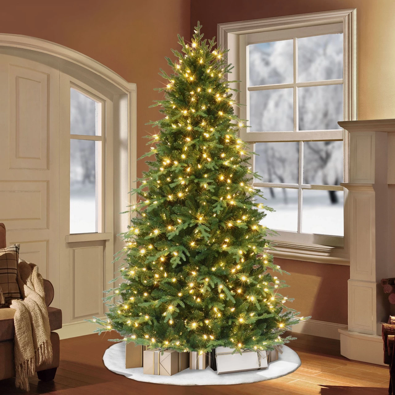 7.5' Pre-Lit LED Galveston Fir Artificial Christmas Tree, Color Select Lights 4 7.5' Pre-Lit LED Galveston Fir Artificial Christmas Tree, Color Select Lights - Image 2