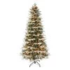 7.5' Pre-Lit Slim Flocked Halifax Fir Artificial Christmas Tree, Clear Lights -Christmas Decoration Store dpul hxsl 75c5 1 85453.1688471980