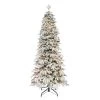 7.5' Pre-Lit Flocked Slim Spruce Artificial Christmas Tree With Clear Incandescent Lights