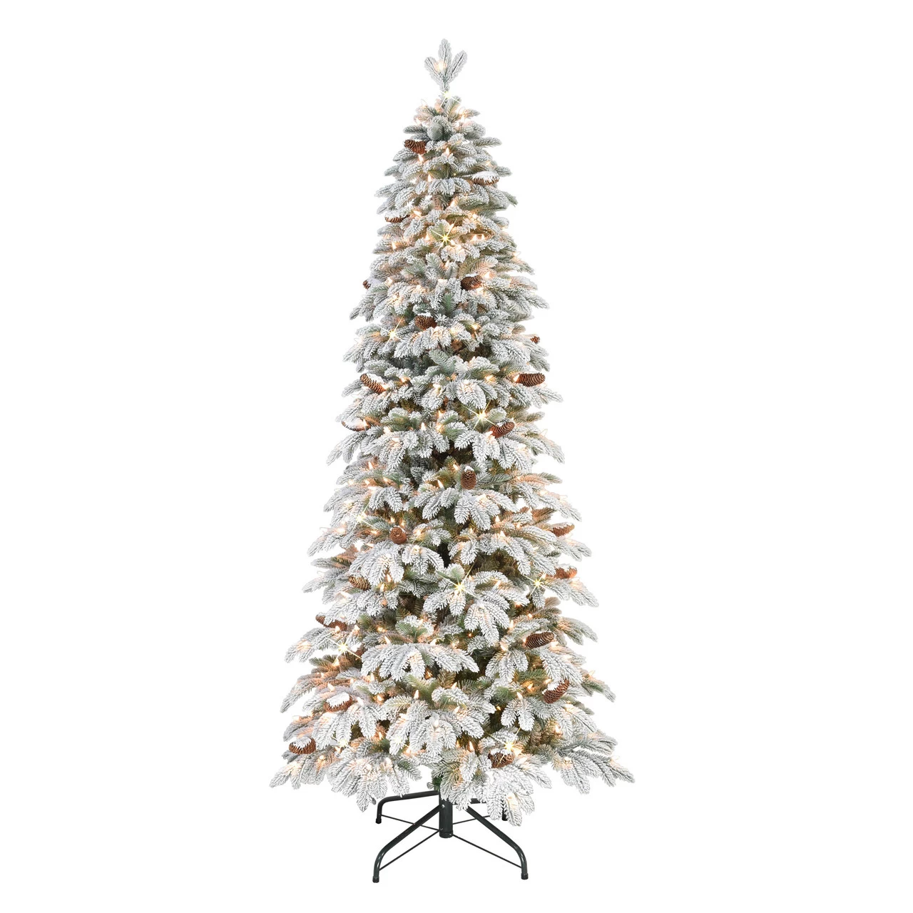 7.5' Pre-Lit Flocked Slim Spruce Artificial Christmas Tree With Clear Incandescent Lights 3 7.5' Pre-Lit Flocked Slim Spruce Artificial Christmas Tree With Clear Incandescent Lights