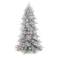 7.5' Pre-lit Flocked Royal Majestic Douglas Fir Downswept Artificial Christmas Tree, Color Select LED Lights