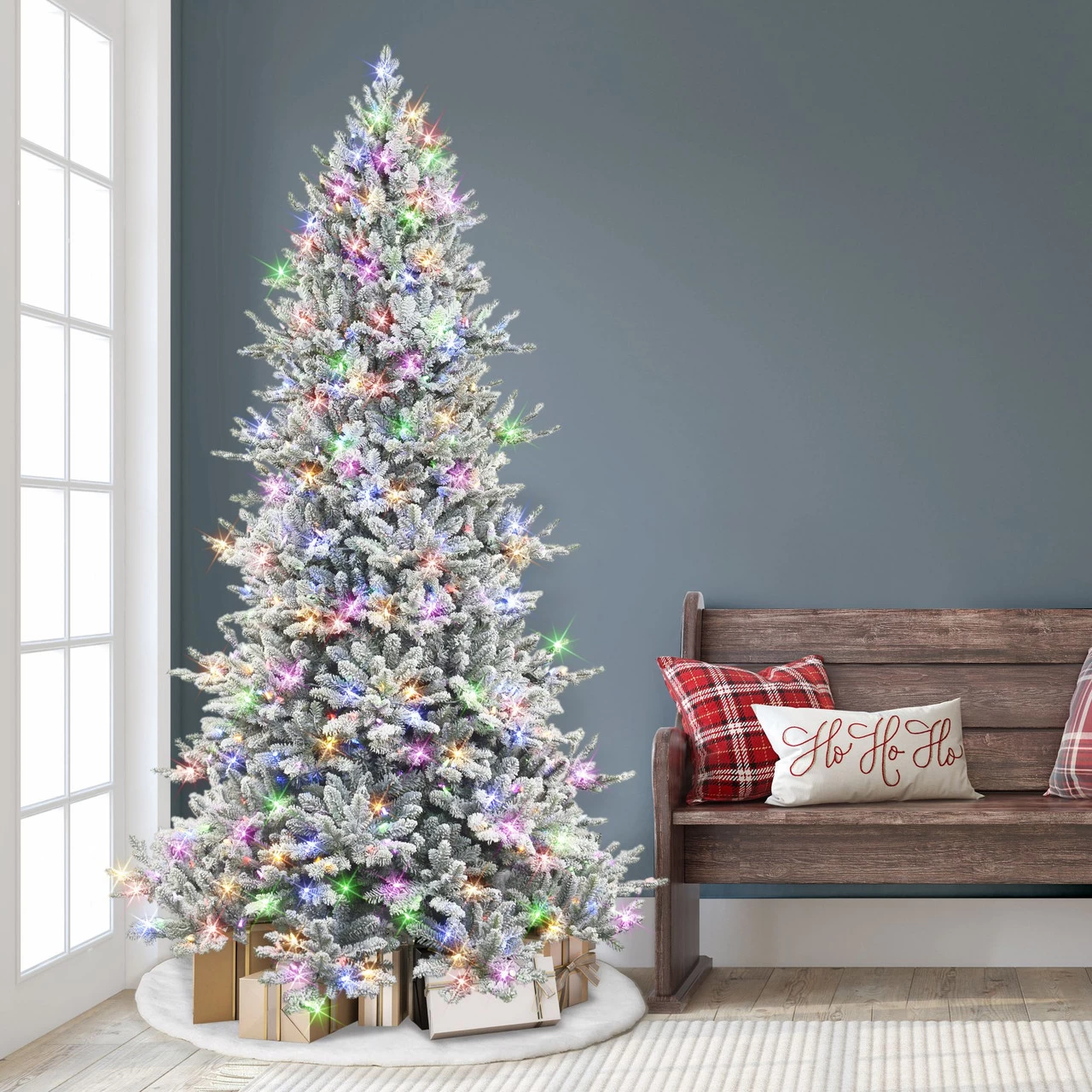 7.5' Pre-lit Flocked Royal Majestic Douglas Fir Downswept Artificial Christmas Tree, Color Select LED Lights 4 7.5' Pre-lit Flocked Royal Majestic Douglas Fir Downswept Artificial Christmas Tree, Color Select LED Lights - Image 2