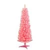 4.5' Pre-Lit Pencil Flocked Pink Artificial Christmas Tree, Clear Lights