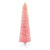 6.5' Pre-lit Flocked Fashion Pink Pencil Artificial Christmas Tree, Clear Lights