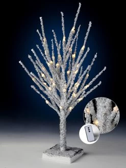 2' Pre-Lit Silver Artificial Christmas Tree, Warm White LED Lights -Christmas Decoration Store drirb20mtx69189 silv 2 41702.1686600716