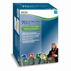 4' X 4' Multi-Color 70 LED Wide Angle Net Style Christmas Lights - Green Wire