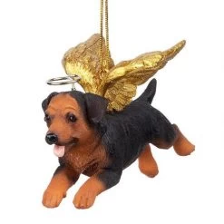 4" Flying Rottweiler Puppy Dog Hand Painted Holiday Ornament