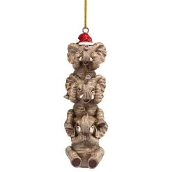 5" Brown And Red Elephant Hanging Christmas Ornament