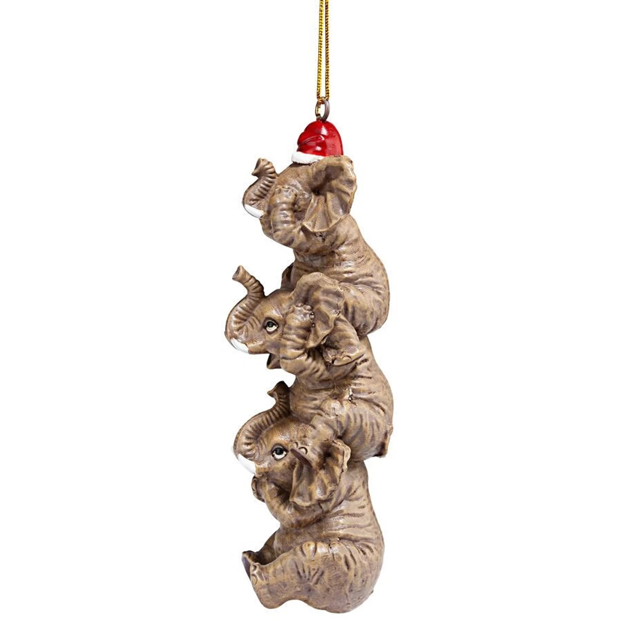 3ct Brown And Red Elephant Hanging Christmas Ornament 5" 6 3ct Brown And Red Elephant Hanging Christmas Ornament 5" - Image 4