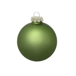 40ct Lime Green Glass Matte Christmas Ball Ornaments 1.25" (30mm)