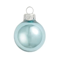 12ct Baby Blue Shiny Glass Christmas Ball Ornaments 2.75" (69mm)