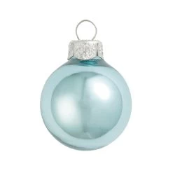 6ct Sky Blue And Silver Shiny Glass Christmas Ball Ornaments 4" (100 Mm)