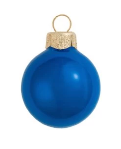 12ct Cobalt Blue Pearl Glass Christmas Ball Ornaments 2.75" (70mm)
