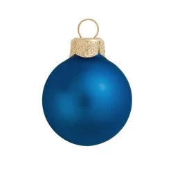 Matte Blue Delft Glass Ball Christmas Ornament 7" (180mm)