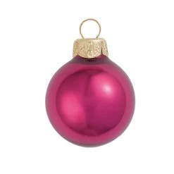 6ct Bordeaux Pink Glass Pearl Christmas Ball Ornament 4" (100mm)