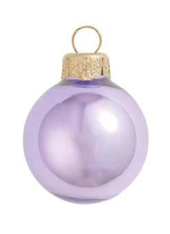 12ct Lavender Purple And Gold Shiny Glass Christmas Ball Ornaments 2.75" (70mm)