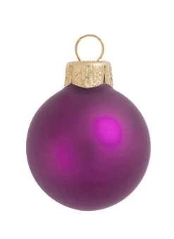 12ct Purple Matte Glass Christmas Ball Ornaments 2.75" (70mm)