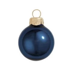 12ct Midnight Blue Pearl Glass Christmas Ball Ornaments 2.75" (70mm)