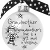 4" Black And White Christmas Ball Ornament With Grandmother's Love Print